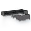 vidaXL 9 pcs conj. lounge jardim c/ almofad&otilde;es vime PE cinza-escuro