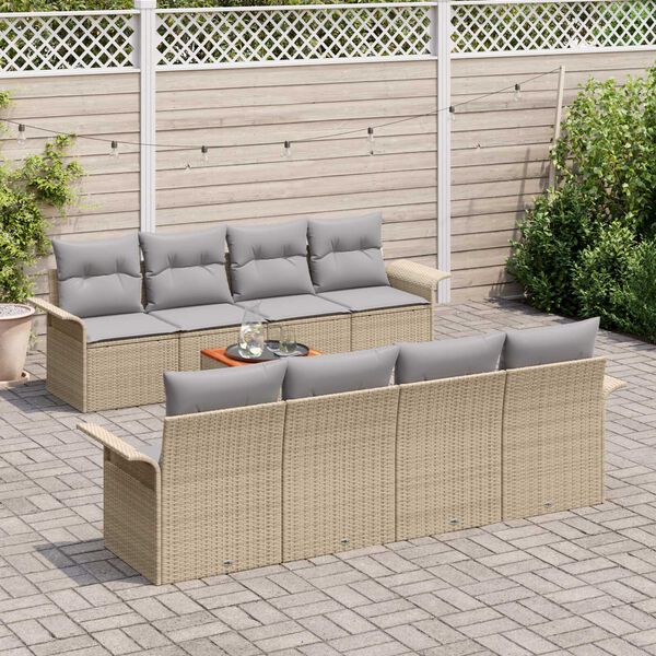 vidaXL Conjunto de Sofá de Jardim 9 pcs Bege e Cinza Claro vime PE