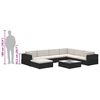 vidaXL 8 pcs conjunto lounge de jardim c/ almofad&otilde;es vime PE preto