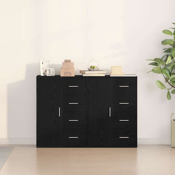 vidaXL Buffet 2 pcs Carvalho Preto 60 x 31 x 84 cm Madeira processada