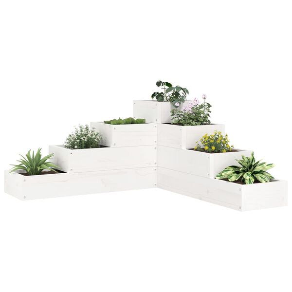 vidaXL Floreira de jardim c/ 4 n&iacute;veis 80,5x79x36cm pinho maci&ccedil;o branco