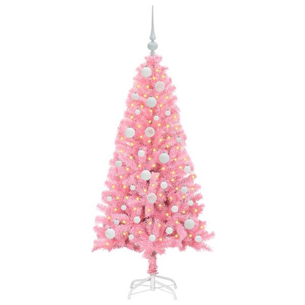 vidaXL &Aacute;rvore de Natal com 150 LEDs com suporte Rosa 120 cm PVC