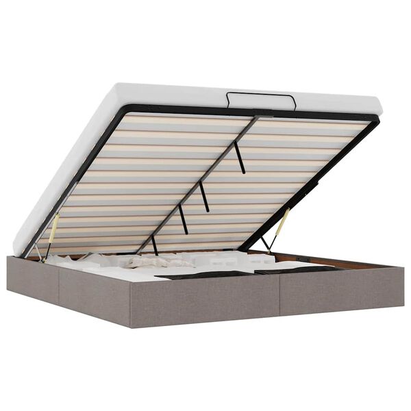 vidaXL Estrutura de cama otomana sem colch&atilde;o cinza 180x200 cm tecido