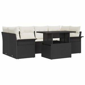 vidaXL Conjunto de Sof&aacute; de Jardim 7 pcs Preto Rattan Sint&eacute;tico