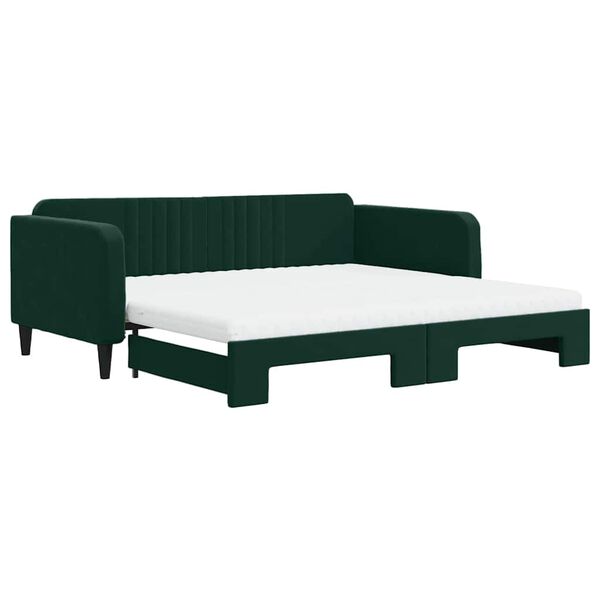 vidaXL Sof&aacute;-cama c/ gavet&atilde;o e colch&otilde;es 100x200cm veludo verde-escuro