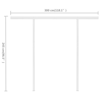 vidaXL Toldo retrátil manual com postes 3x2,5 m azul e branco