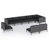 vidaXL 9 pcs conj. lounge jardim c/ almofad&otilde;es vime PE cinzento-escuro