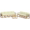 vidaXL Conjunto de Sof&aacute;s para Exterior 9 unid. Branco e Creme