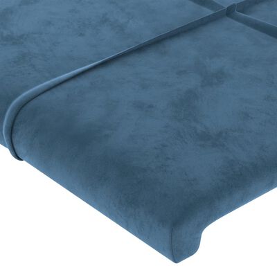 vidaXL Cabeceira cama c/ abas veludo 83x23x118/128 cm azul-escuro