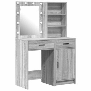 vidaXL Conjunto de Mesa de Maquiagem com LED 2 unid. Cinza Sonoma