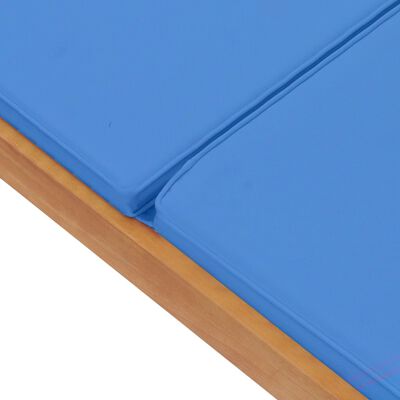 vidaXL Espreguiçadeira com almofadão madeira teca maciça azul