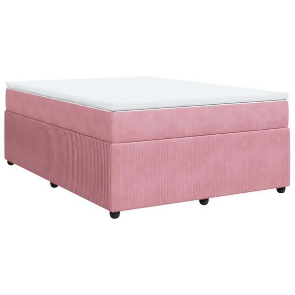 vidaXL Cama com molas/colch&atilde;o 160x200 cm veludo rosa