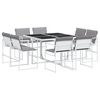 vidaXL 9 pcs conj. de jantar p/ jardim c/ almofad&otilde;es textilene branco