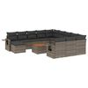 vidaXL 13 pcs conjunto sof&aacute;s p/ jardim c/ almofad&otilde;es vime PE cinzento