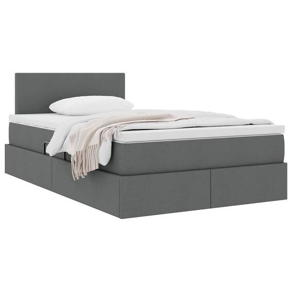 vidaXL Cama com arruma&ccedil;&atilde;o e colch&atilde;o Cinza Escuro 120 x 190 cm