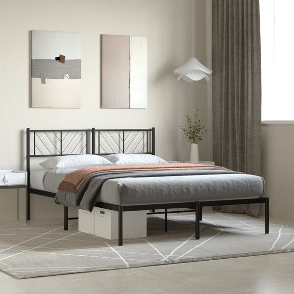 vidaXL Estrutura de cama com cabeceira 140x190 cm metal preto