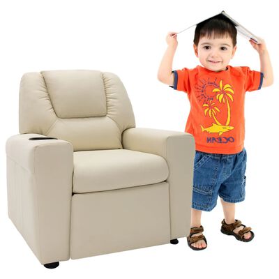 vidaXL Poltrona reclinável infantil couro artificial branco nata