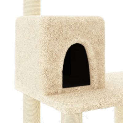 vidaXL Árvore para gatos c/ postes arranhadores sisal 118,5 cm creme
