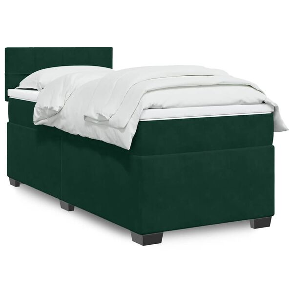 vidaXL Cama com molas/colch&atilde;o 80x200 cm veludo verde-escuro