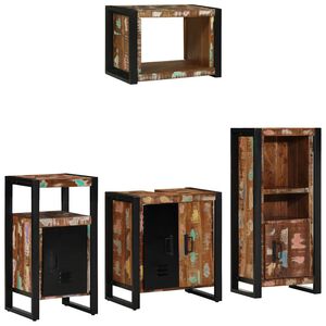 vidaXL Conjunto de M&oacute;veis para Banheiro 4 unid. Multicolorido e preto
