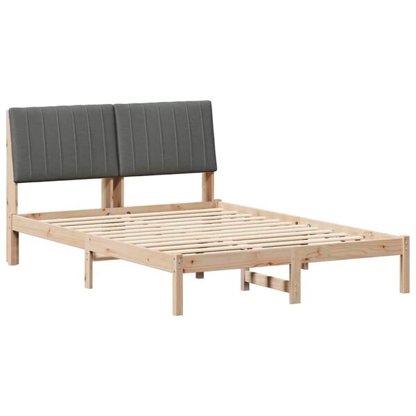 vidaXL Estrutura da Cama com cabeceira Cinza Escuro 140 x 190 cm