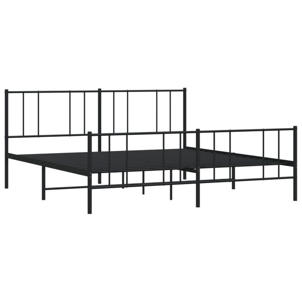 vidaXL Estrutura de cama com cabeceira e p&eacute;s 200x200 cm metal preto