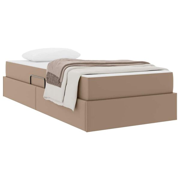 vidaXL Cama com arruma&ccedil;&atilde;o e colch&atilde;o com colch&atilde;o 2 pcs Cappuccino Couro
