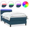 vidaXL Cama box spring c/ colch&atilde;o e LED 100x220 cm veludo azul-escuro