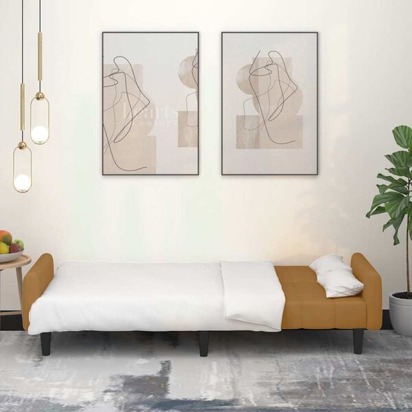 vidaXL Sof&aacute;-cama de 2 lugares veludo castanho