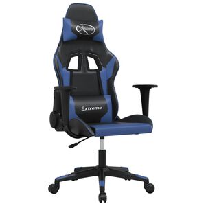 vidaXL Cadeira de gaming couro artificial preto e azul
