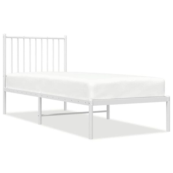 vidaXL Estrutura de cama sem colch&atilde;o com cabeceira 75x190 cm branco