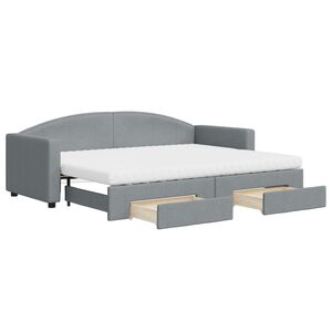 vidaXL Sof&aacute;-cama c/ gavet&atilde;o e gavetas 80x200 cm tecido cinzento-claro