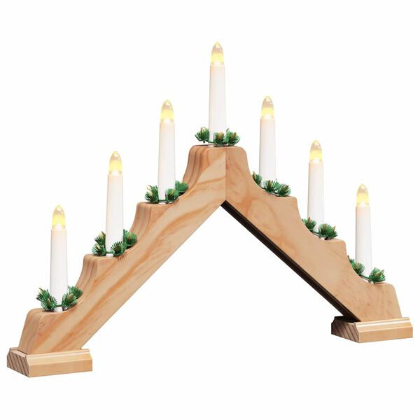 vidaXL Ponte de Vela de Natal com 7 LEDs Castanho 39.5 x 5 x 29 cm