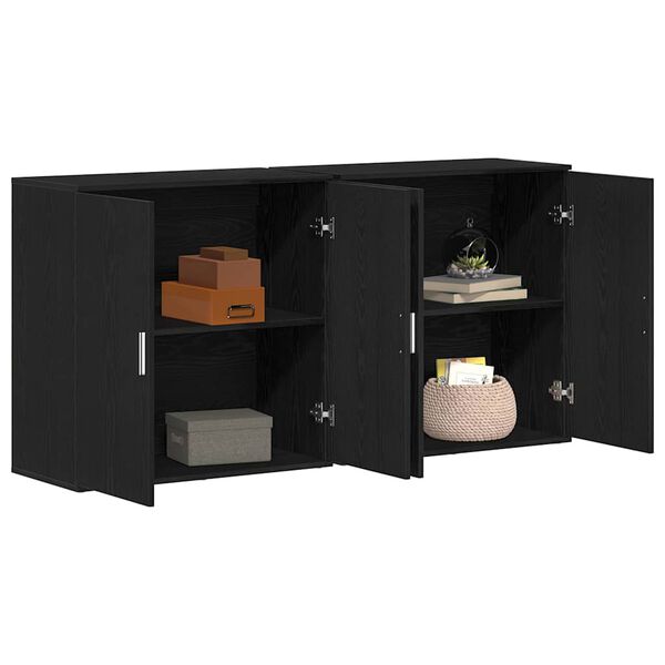 vidaXL Buffet 2 pcs Carvalho Preto 79 x 38 x 80 cm Madeira processada