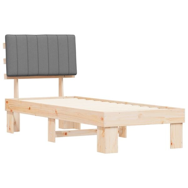 vidaXL Estrutura de Cama com Cabeceira Estofada Cinzento-claro