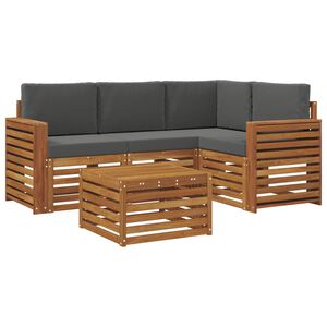 vidaXL Conjunto de Sof&aacute;s para Exterior 5 pcs Natural e Antracite
