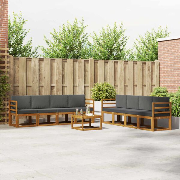 vidaXL Conjunto de Sof&aacute;s para Exterior 9 pcs Natural e Antracite