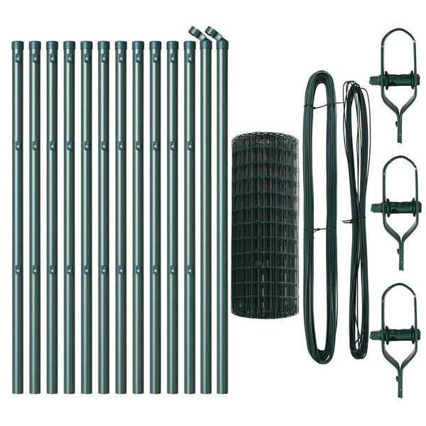 vidaXL Cerca com Poste Verde 0,8 x 25 m A&ccedil;o e PVC