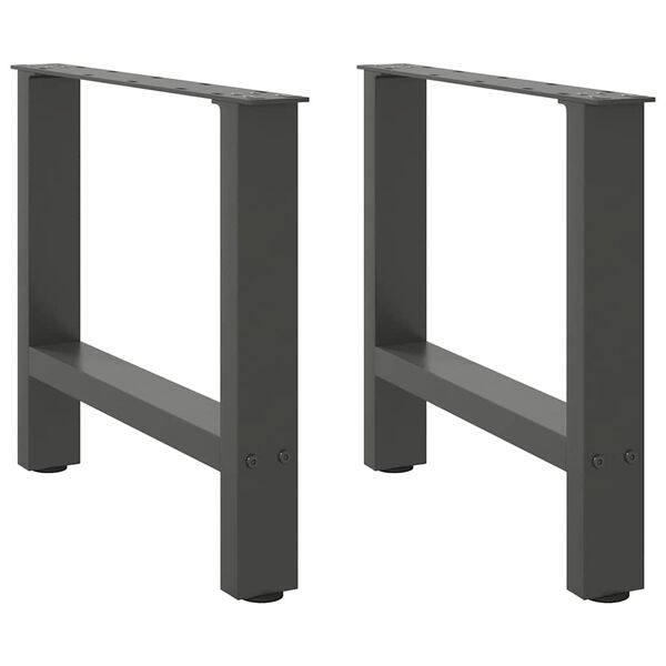 vidaXL P&eacute;s para mesa de centro antracite 2 pe&ccedil;as 60x(42-43) cm a&ccedil;o
