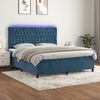 vidaXL Cama box spring c/ colch&atilde;o/LED 180x200 cm veludo azul-escuro