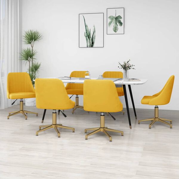 vidaXL Cadeiras de jantar girat&oacute;rias 6 pcs veludo amarelo