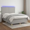 vidaXL Cama box spring c/ colch&atilde;o e LED 140x200 cm tecido cinza-claro