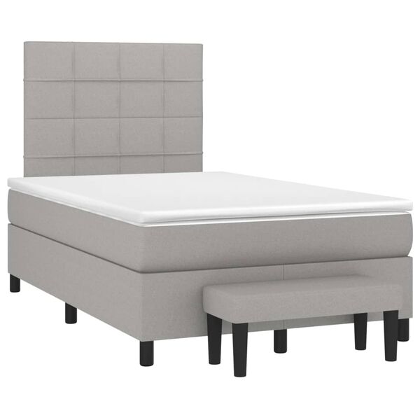 vidaXL Cama com molas/colch&atilde;o 120x200 cm tecido cinza-claro