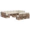 vidaXL Conjunto de Sof&aacute; de Jardim 14 pcs Bege vime PE