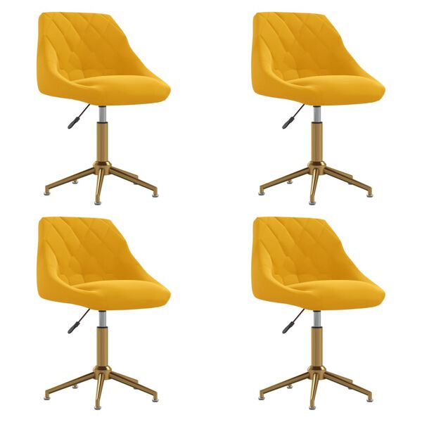 vidaXL Cadeiras de jantar girat&oacute;rias 4 pcs veludo amarelo mostarda