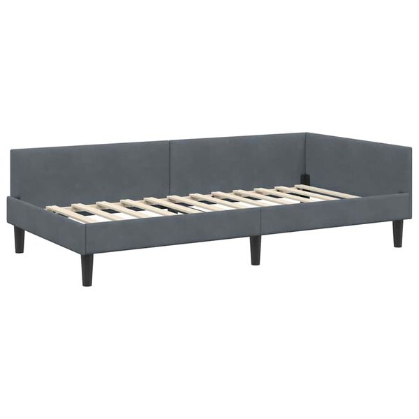 vidaXL Estrutura de Cama de Canto Cinza Escuro 90 cm x 200 cm Veludo