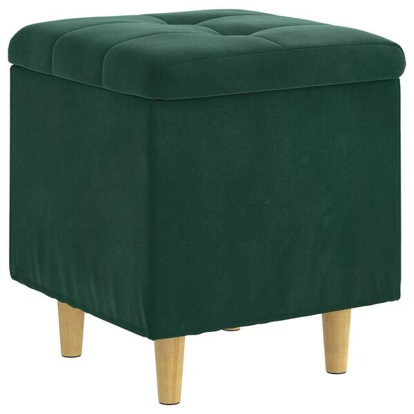 vidaXL Puff de armazenamento Verde Escuro 40 x 40 x 45 cm Veludo