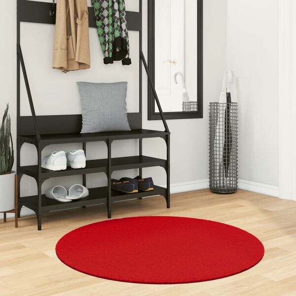 vidaXL Tapete de pelo curto OVIEDO &Oslash; 100 cm vermelho