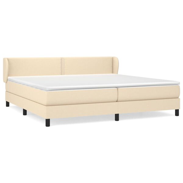 vidaXL Cama com molas/colch&atilde;o 200x200 cm tecido cor creme