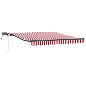 vidaXL Toldo retr&aacute;til Vermelho e Branco 300 x 250 cm Tecido e Alum&iacute;nio